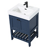 Trafalgar 610mm Blue Vanity & Toilet Suite with Matt Black Handles & Soft Close Seat