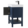 Trafalgar 610mm Blue Vanity & Toilet Suite with Matt Black Handles & Soft Close Seat