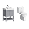 Trafalgar 610mm Grey Vanity & Toilet Suite with Chrome Handles & Soft Close Seat