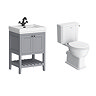 Trafalgar 610mm Grey Vanity & Toilet Suite with Matt Black Handles & Soft Close Seat