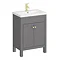 Trafalgar 610mm Grey Vanity Unit with Brushed Brass Handles Large Image