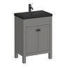 Trafalgar 610mm Grey Vanity Unit with Matt Black Basin + Handles Large Image