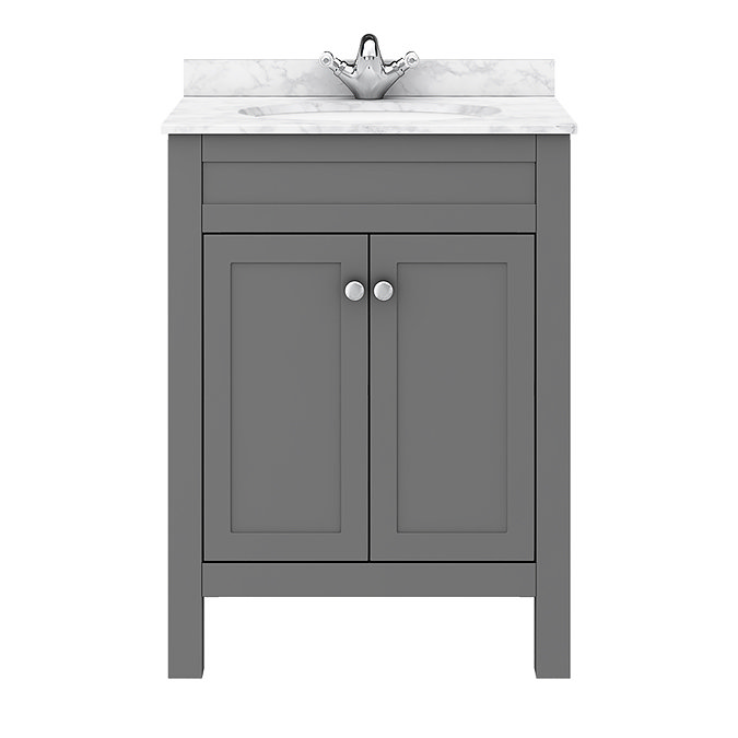 Trafalgar 610mm Grey Vanity Unit with White Marble Basin Top Standard Large Image