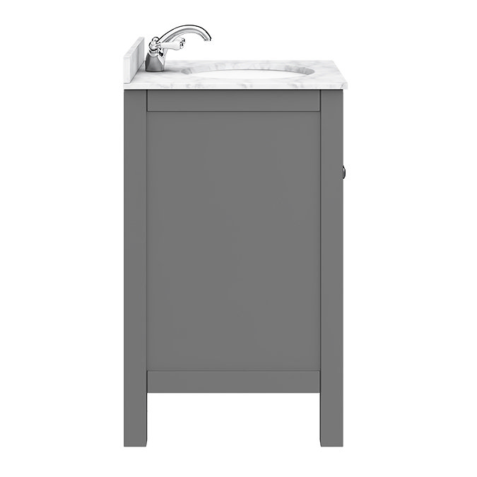 Trafalgar 610mm Grey Vanity Unit with White Marble Basin Top  In Bathroom Large Image