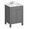 Trafalgar 610mm Grey Vanity Unit with White Marble Basin Top Large Image