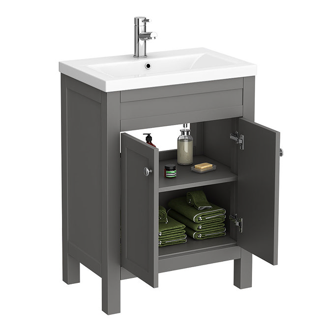 Trafalgar 610mm Grey Vanity Unit Standard Large Image
