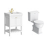 Trafalgar 610mm White Vanity & Toilet Suite with Brushed Brass Handles & Soft Close Seat