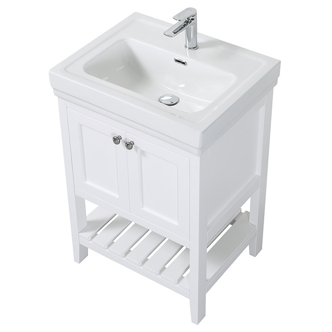 Trafalgar 610mm White Vanity & Toilet Suite with Chrome Handles & Soft Close Seat