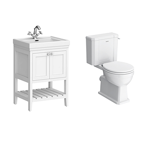 Trafalgar 610mm White Vanity & Toilet Suite with Chrome Handles & Soft Close Seat