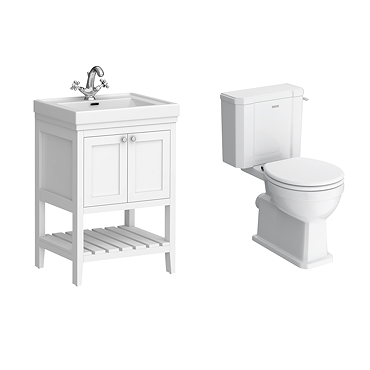 Trafalgar 610mm White Vanity & Toilet Suite with Chrome Handles & Soft Close Seat