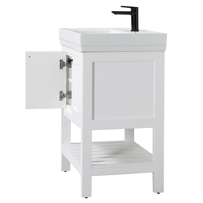 Trafalgar 610mm White Vanity & Toilet Suite with Matt Black Handles & Soft Close Seat