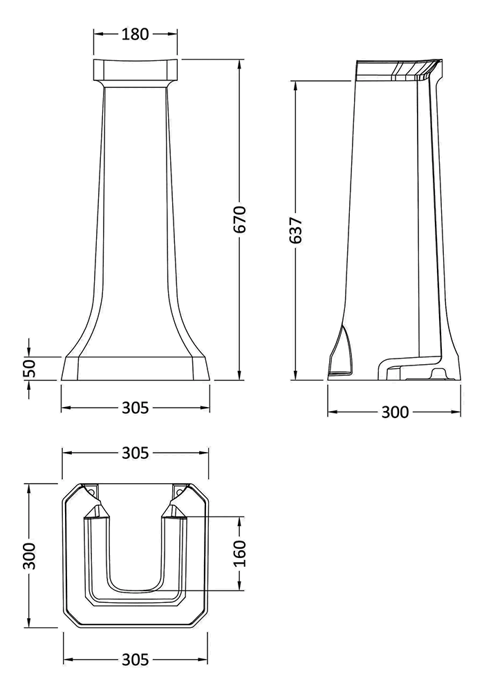 Trafalgar 640mm Basin with Full Pedestal