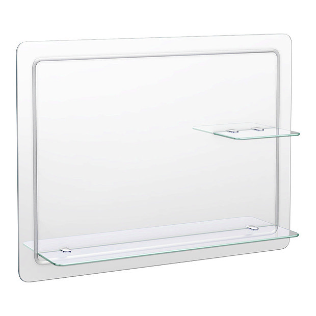 Trafalgar 800 x 600mm Rectangular Bevelled Bathroom Mirror with 2 x Glass Shelves  Profile Large Ima