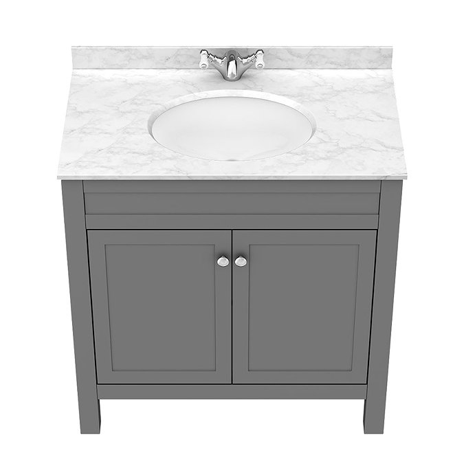 Trafalgar 810mm Grey Vanity Unit with White Marble Basin Top Newest Large Image