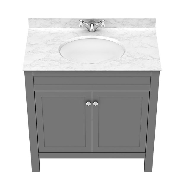 Trafalgar 810mm Grey Vanity Unit with White Marble Basin Top