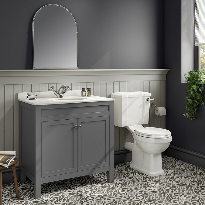 Trafalgar 810mm Grey Vanity Unit with White Marble Basin Top  Feature Large Image