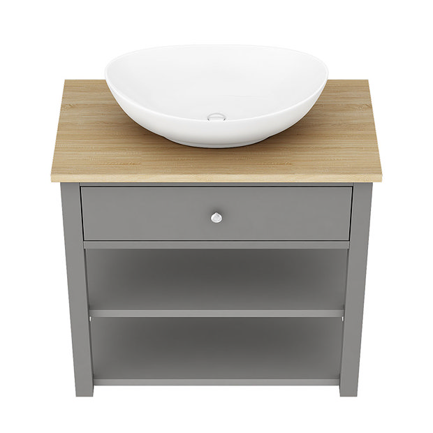 Trafalgar 840mm Grey Countertop Vanity Unit and Oval Basin Victorian