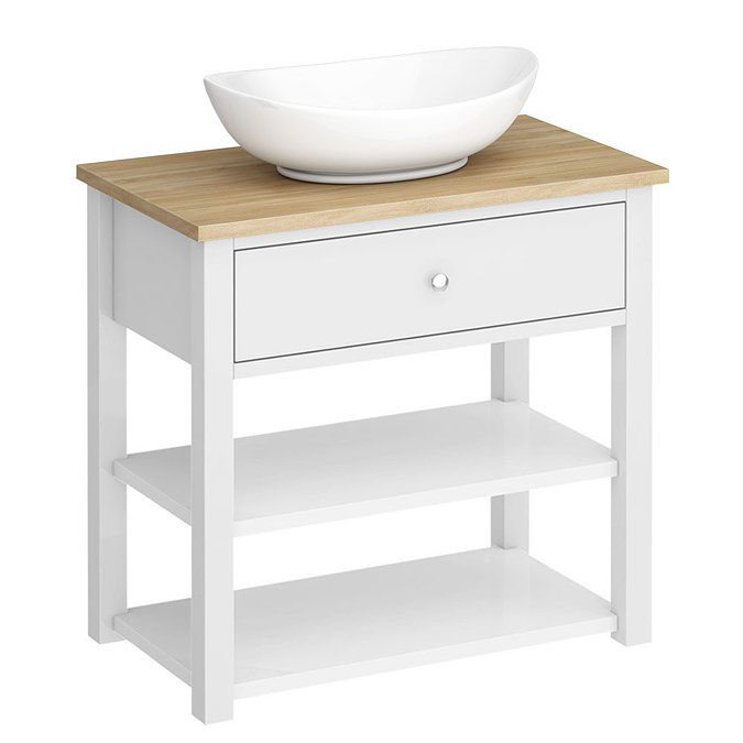 Trafalgar 840mm White Countertop Vanity Unit and Oval Basin  Feature Large Image