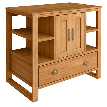 Trafalgar 900mm Solid Oak Floor Standing Countertop Vanity Unit with Antique Brass Handles