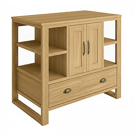 Trafalgar 900mm Solid Oak Floor Standing Countertop Vanity Unit with Antique Brass Handles