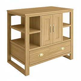 Trafalgar 900mm Solid Oak Floor Standing Countertop Vanity Unit with Brushed Brass Handles