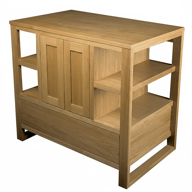Trafalgar 900mm Solid Oak Floor Standing Countertop Vanity Unit with Chrome Handles