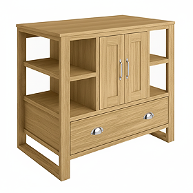 Trafalgar 900mm Solid Oak Floor Standing Countertop Vanity Unit with Chrome Handles