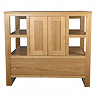 Trafalgar 900mm Solid Oak Vanity Unit with Brushed Brass Handles & Gloss White Rectangular Basin