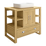 Trafalgar 900mm Solid Oak Vanity Unit with Chrome Handles & Gloss White Rectangular Basin