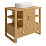 Trafalgar 900mm Solid Oak Vanity Unit with Chrome Handles & Gloss White Semi-Oval Basin