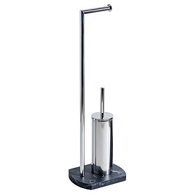 Trafalgar Anthracite Marble Effect Freestanding Toilet Roll & Toilet Brush Holder Large Image