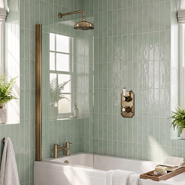 Trafalgar Antique Brass 6mm Glass Pivot Bath Screen