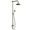 Trafalgar Antique Brass Dual Exposed Shower Valve with Rigid Riser Kit, 200mm Round Apron Head, Handshower & Diverter
