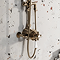 Trafalgar Antique Brass Dual Exposed Shower Valve with Rigid Riser Kit, 200mm Round Apron Head, Handshower & Diverter