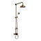 Trafalgar Antique Brass Dual Exposed Shower Valve with Rigid Riser Kit, 200mm Round Apron Head, Handshower & Diverter