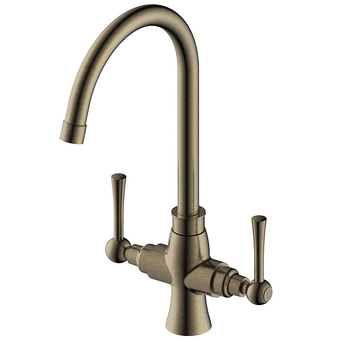 Bower Trafalgar Dual Lever Kitchen Mixer Tap - Antique Brass