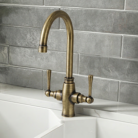 Bower Trafalgar Dual Lever Kitchen Mixer Tap - Antique Brass