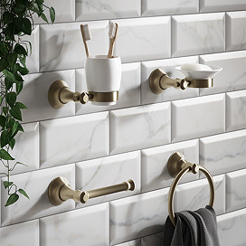 Trafalgar Bathroom 4-Piece Accessory Set - Antique Brass