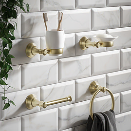 Trafalgar Bathroom 4-Piece Accessory Set - Brushed Brass
