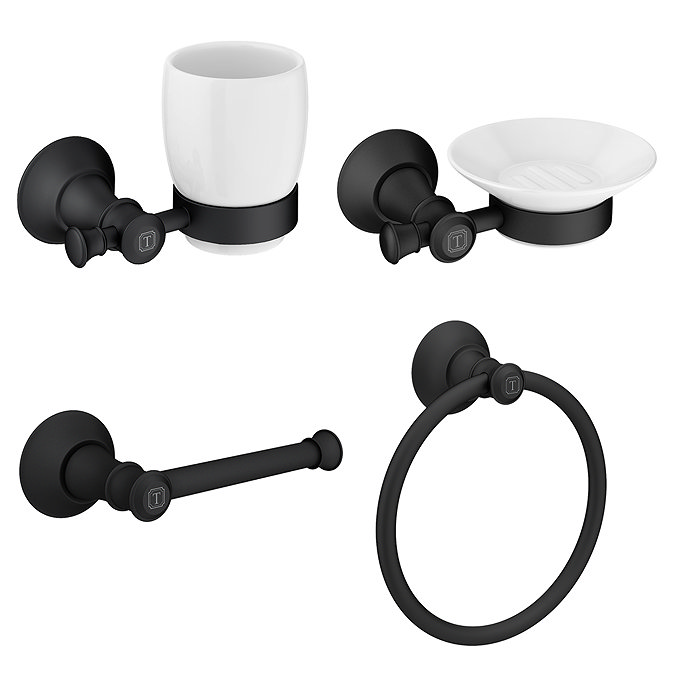 Trafalgar Bathroom 4-Piece Accessory Set - Matt Black