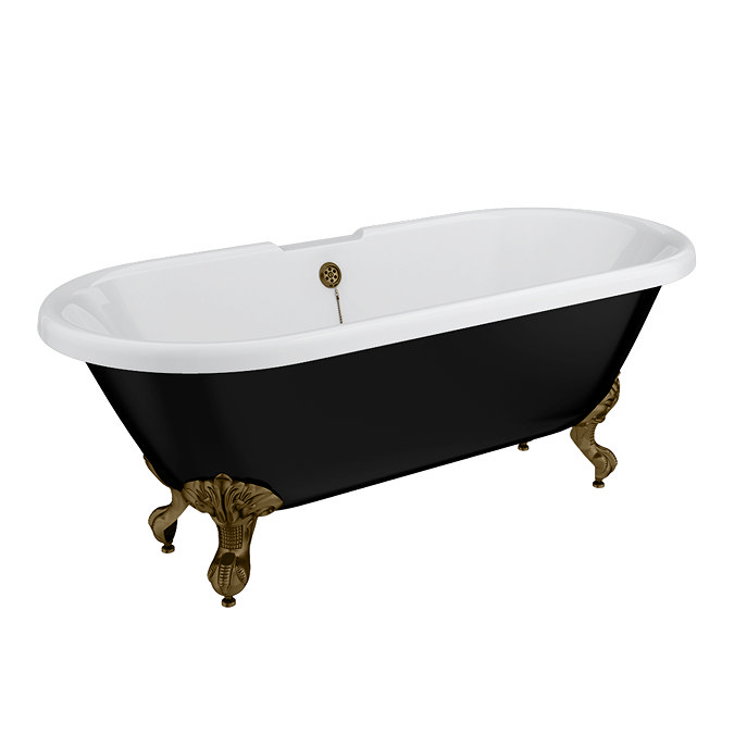 Trafalgar Bathroom Suite - Washstand, Toilet & Roll Top Bath (Antique Brass & Black)