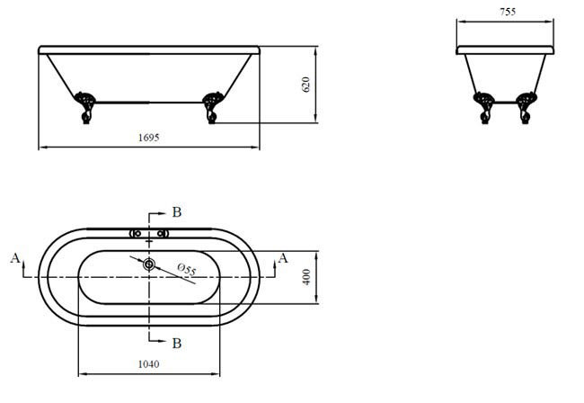Trafalgar Bathroom Suite - Washstand, Toilet & Roll Top Bath (Antique Brass & Black)