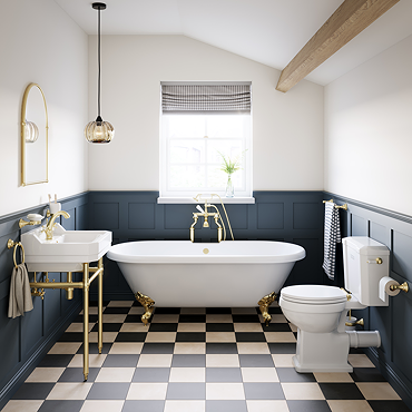 Trafalgar Bathroom Suite - Washstand, Toilet & Roll Top Bath (Brushed Brass)
