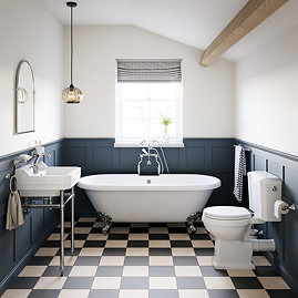 Trafalgar Bathroom Suite - Washstand, Toilet and Bath - Chrome