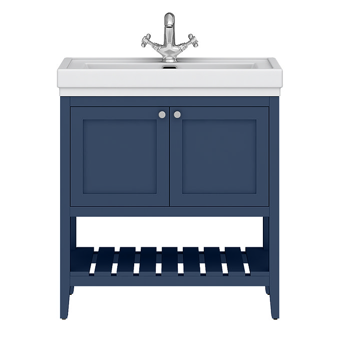 Trafalgar Blue Full Bathroom Suite (WC with 810mm Vanity Unit & 1685 Back To Wall Bath)