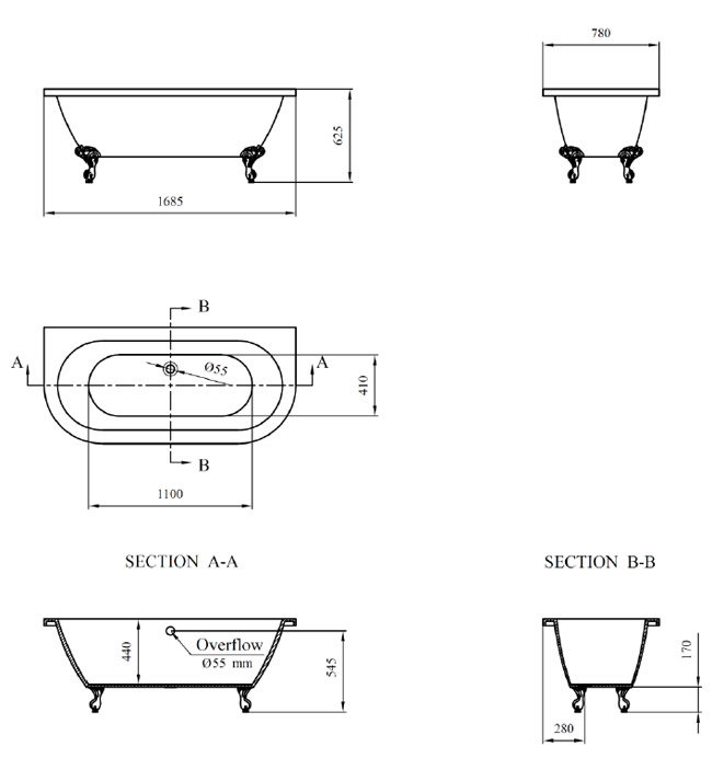 Trafalgar Blue Full Bathroom Suite (WC with 810mm Vanity Unit & 1685 Back To Wall Bath)