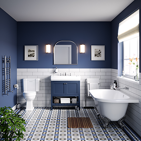 Trafalgar Blue Full Bathroom Suite (WC with 810mm Vanity Unit & 1685 Back To Wall Bath)