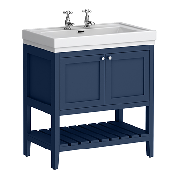 Trafalgar Blue Full Bathroom Suite (WC with 810mm Vanity Unit & 1685 Back To Wall Bath)