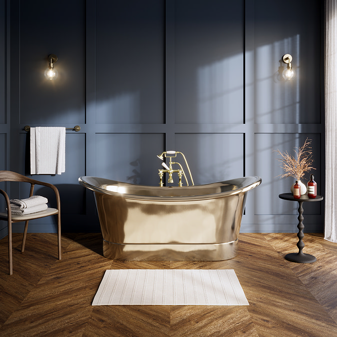 Trafalgar Polished Brass 1700 x 710mm Double Ended Roll Top Slipper Bath