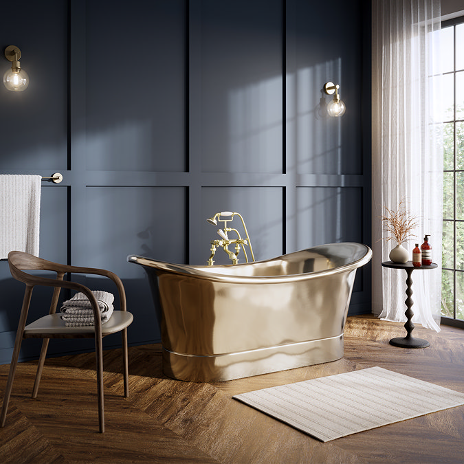 Trafalgar Polished Brass 1700 x 710mm Double Ended Roll Top Slipper Bath